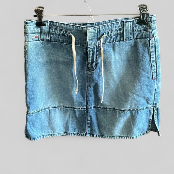 Y2K Vintage Tommy Hilfiger Flag Logo Denim Mini Skirt Size 3 EUC - Picture 12 of 13